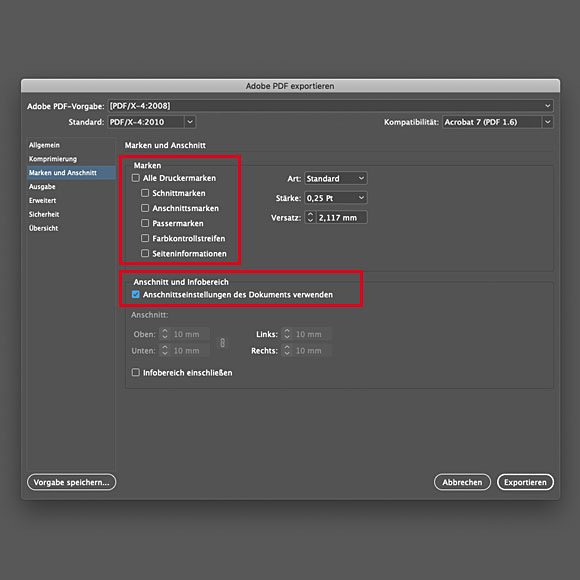 PDF Export aus Adobe InDesign PDF Export aus Adobe InDesign