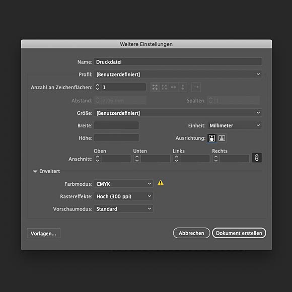 Anlage in Adobe Illustrator Anlage in Adobe Illustrator