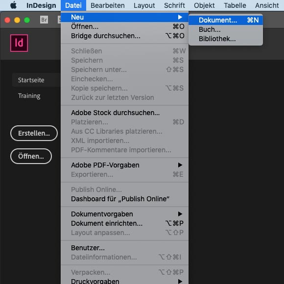Anlage in Adobe InDesign Anlage in Adobe InDesign