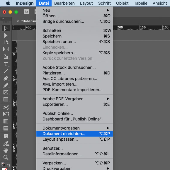 Anlage in Adobe InDesign Anlage in Adobe InDesign