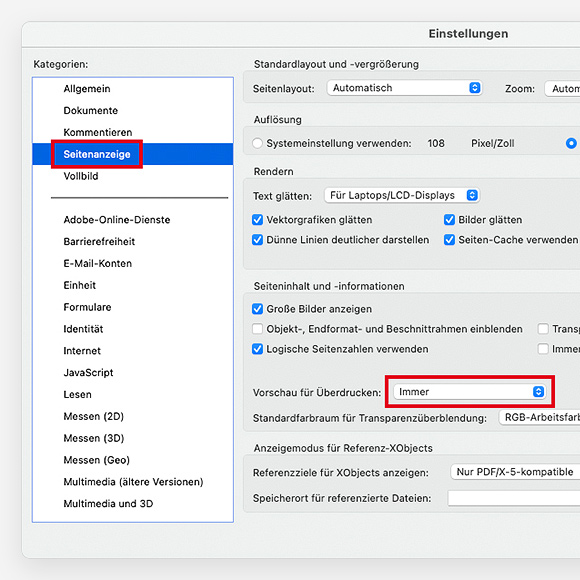 Anleitung zur Aktivierung der Überdruckvorschau als PDF herunterladen PDF Überdruckvorschau